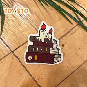 Spooky Book Stack Candle Sticker Gothic Reader Decal | Dark Academia Book Lover